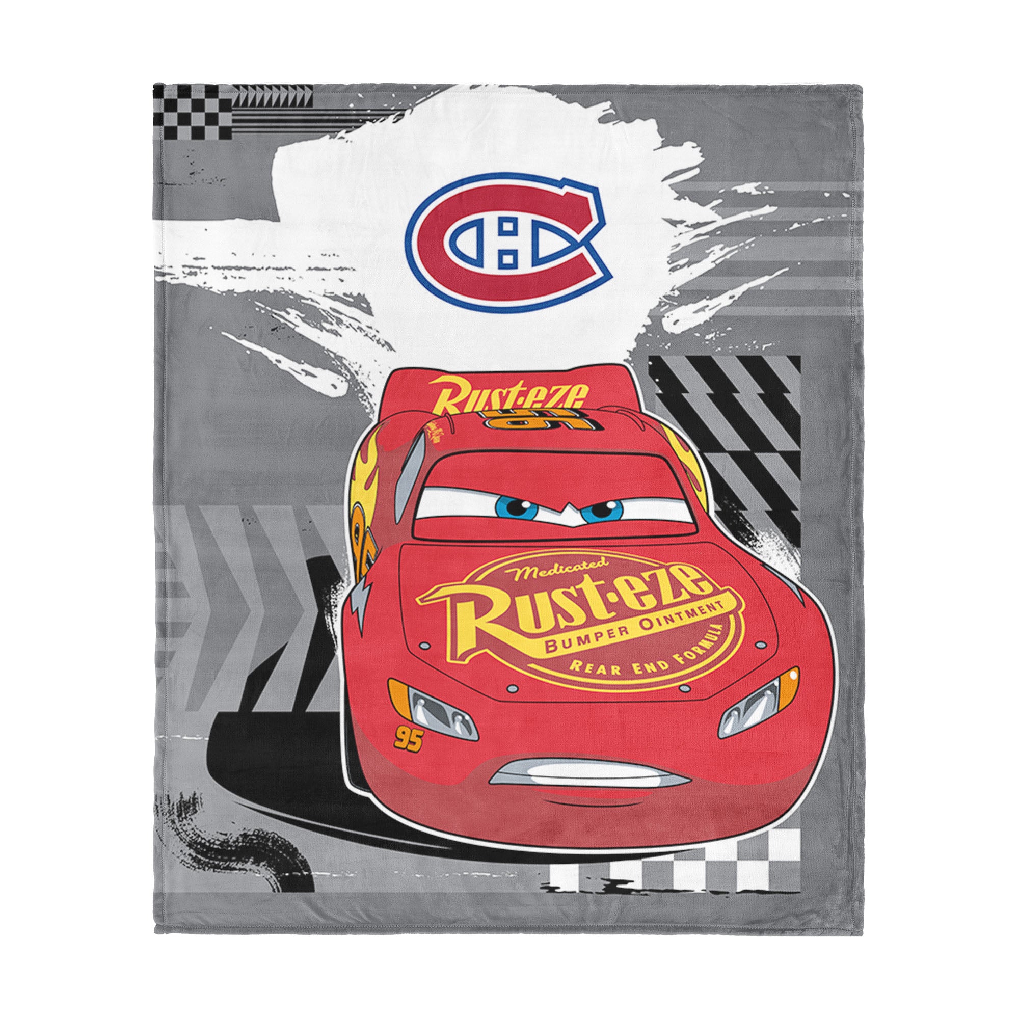 NHL Montreal Canadiens Disney Cars Lap Time Grey Silk Touch Throw Blanket 46x60 inches