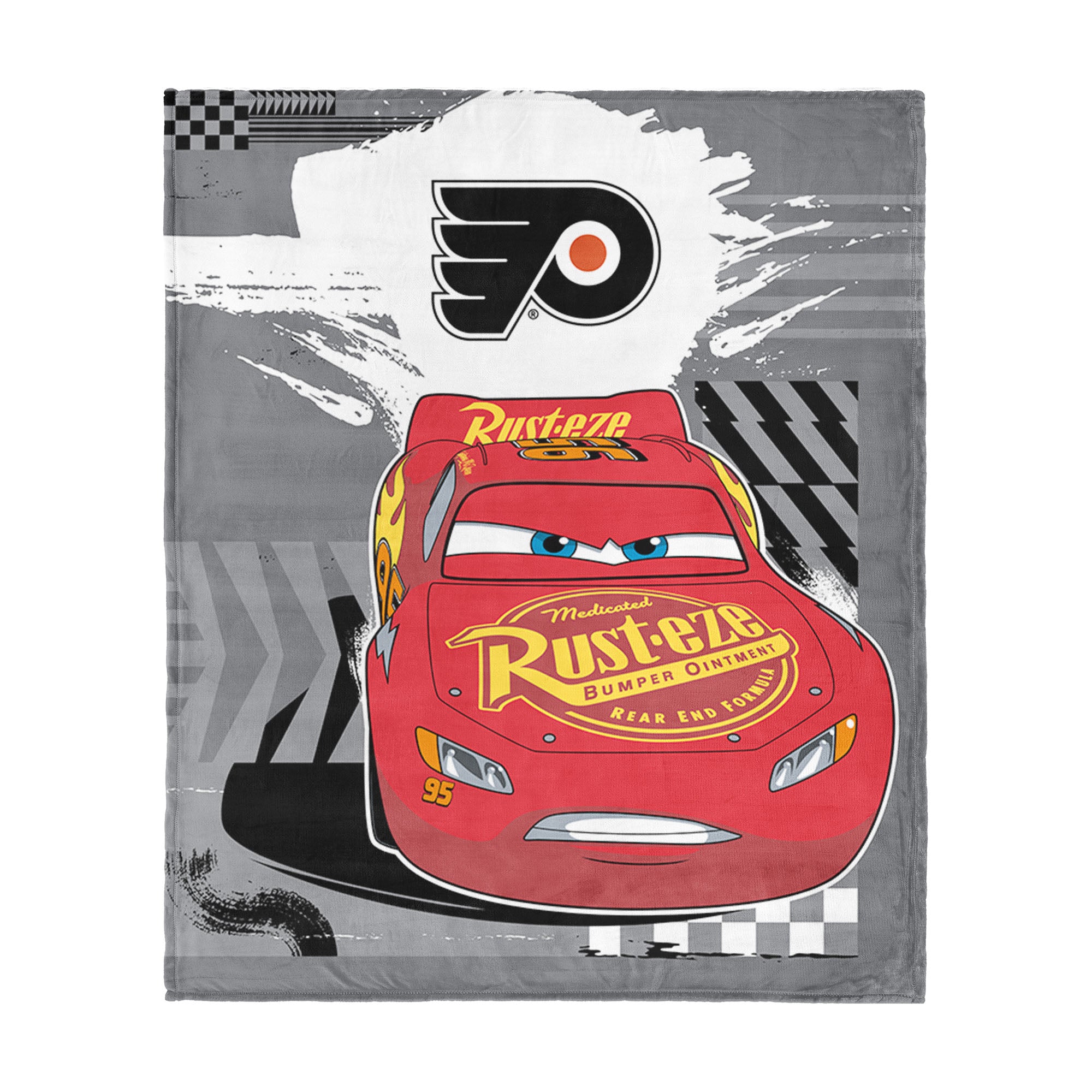 NHL Philadelphia Flyers Disney Cars Lap Time Grey Silk Touch Throw Blanket 46x60 inches