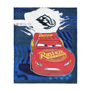 NHL Utah Mammoth Disney Cars Lap Time Navy Silk Touch Throw Blanket 46x60 inches