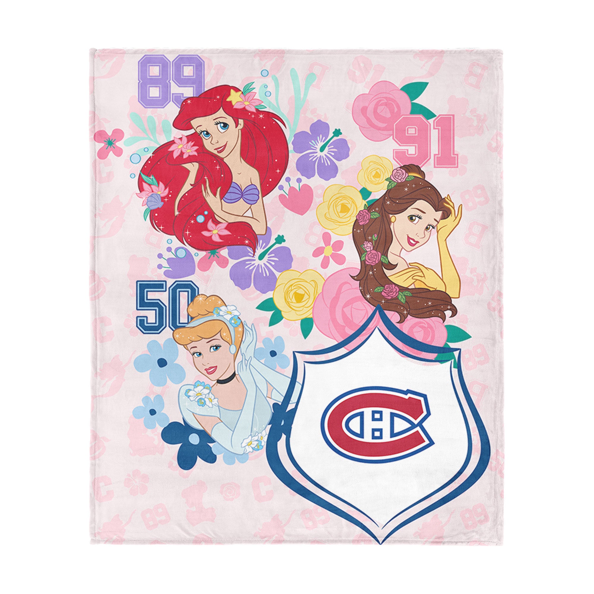NHL Montreal Canadiens Disney Princesses Game On Girls Pink Silk Touch Throw Blanket 46x60 inches