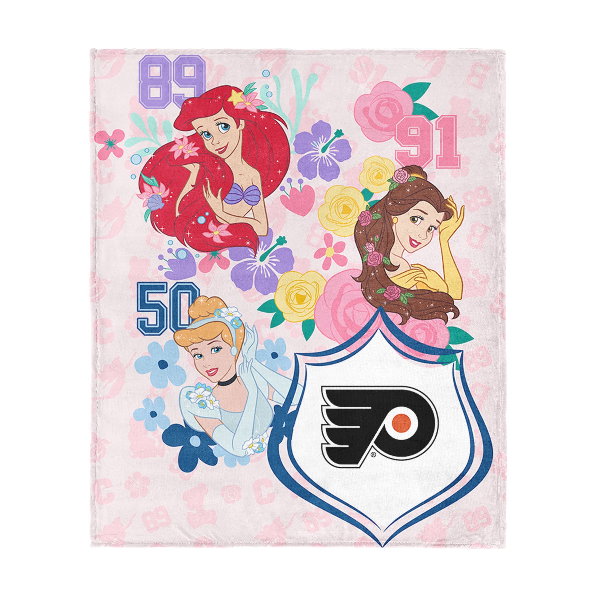 NHL Philadelphia Flyers Disney Princesses Game On Girls Pink Silk Touch Throw Blanket 46x60 inches