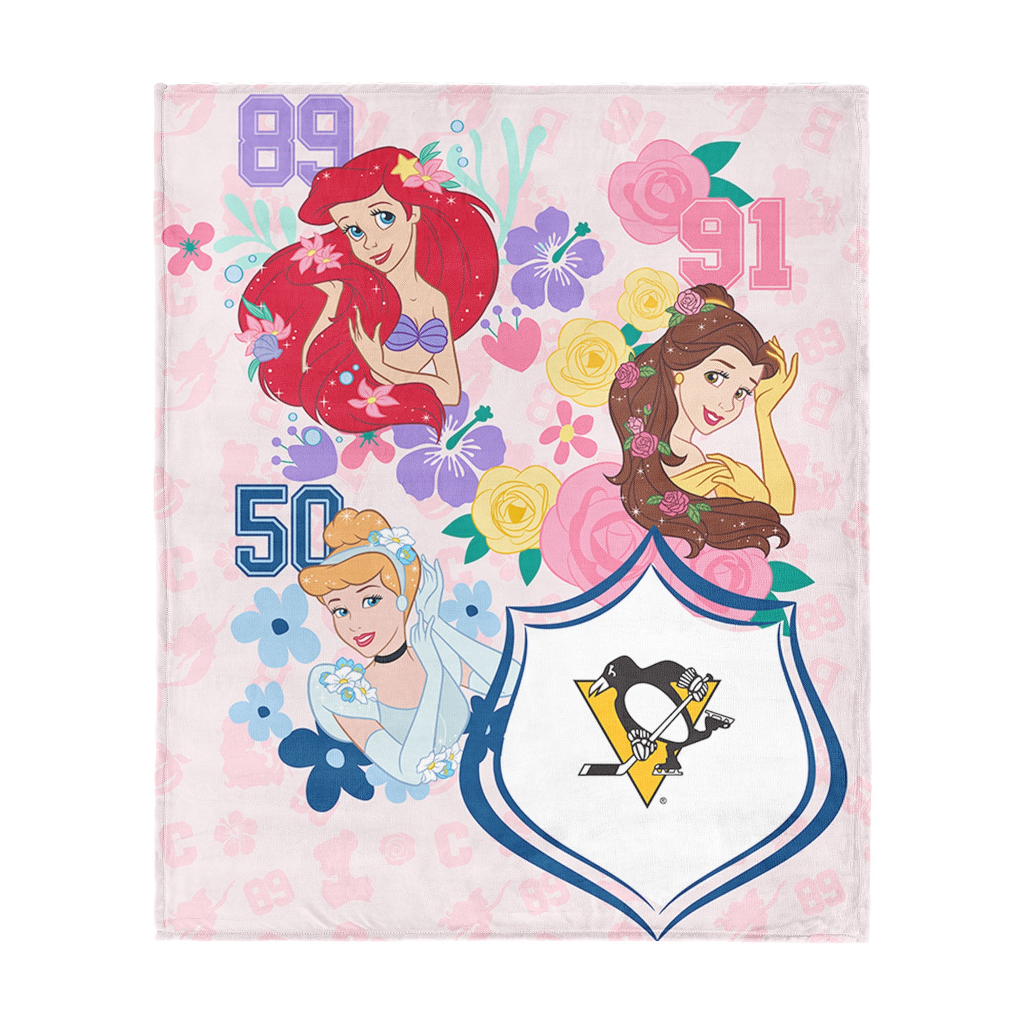 NHL Pittsburgh Penguins Disney Princesses Game On Girls Pink Silk Touch Throw Blanket 46x60 inches
