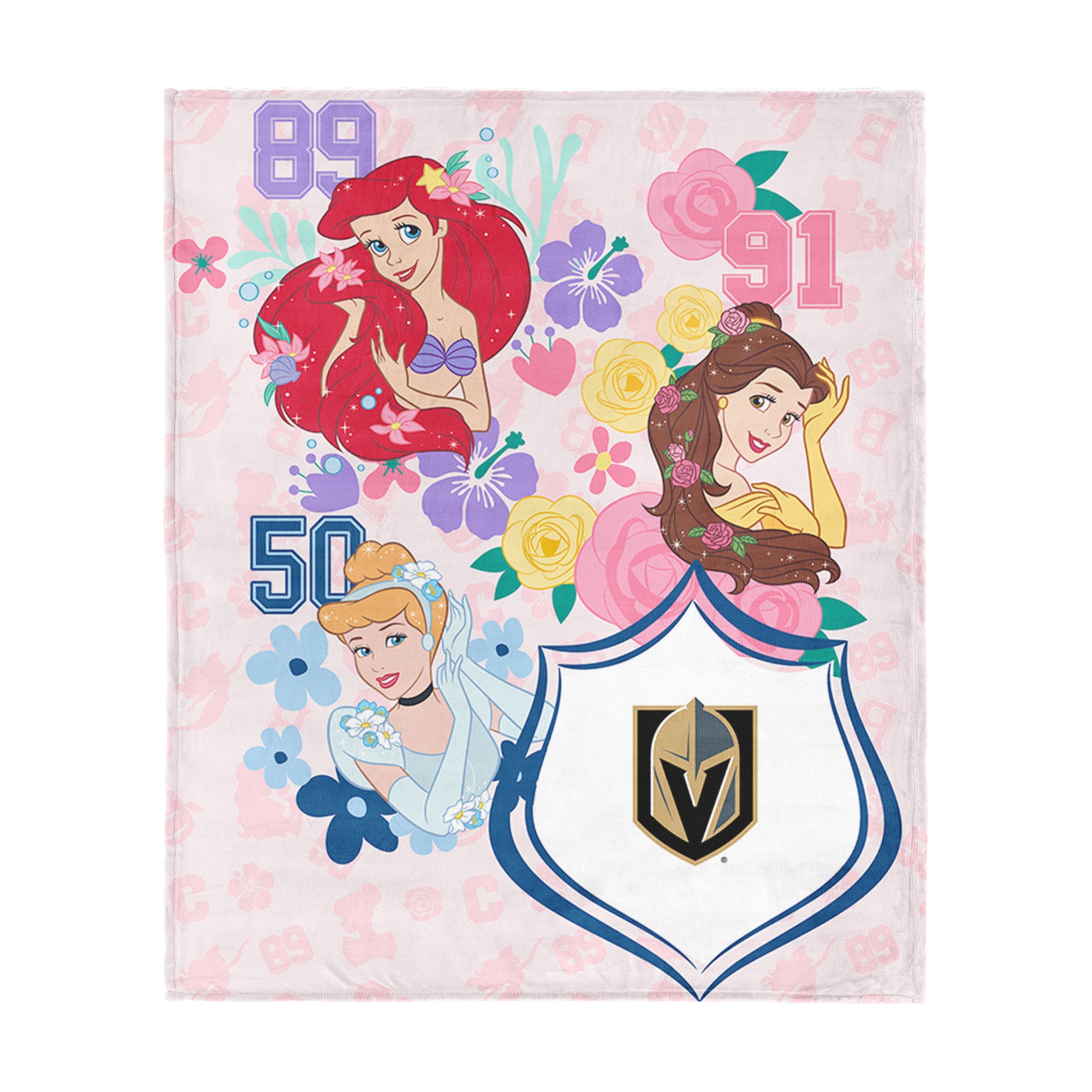 NHL Vegas Golden Knights Disney Princesses Game On Girls Pink Silk Touch Throw Blanket 46x60 inches