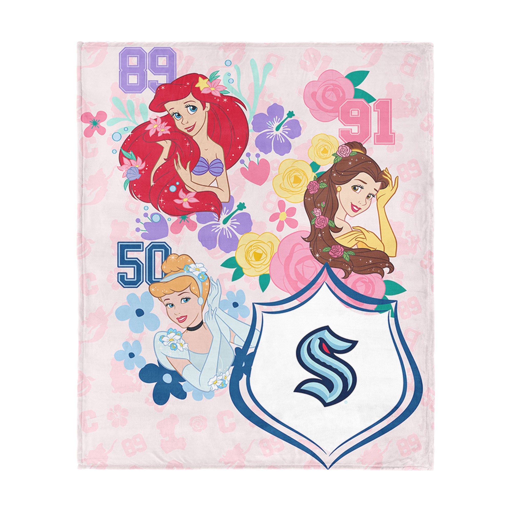 NHL Seattle Kraken Disney Princesses Game On Girls Pink Silk Touch Throw Blanket 46x60 inches