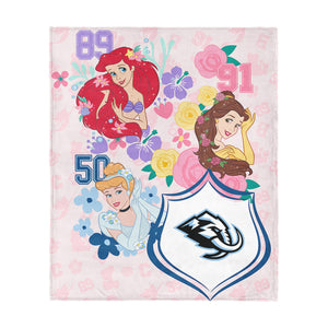 NHL Utah Mammoth Disney Princesses Game On Girls Pink Silk Touch Throw Blanket 46x60 inches