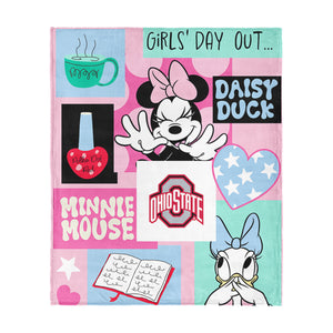 Collegiate Ohio State University Disney Minnie Mouse Checker Floral Pink Silk Touch Throw Blanket 46x60 inches