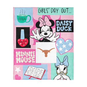 Collegiate University of Texas Disney Minnie Mouse Checker Floral Pink Silk Touch Throw Blanket 46x60 inches