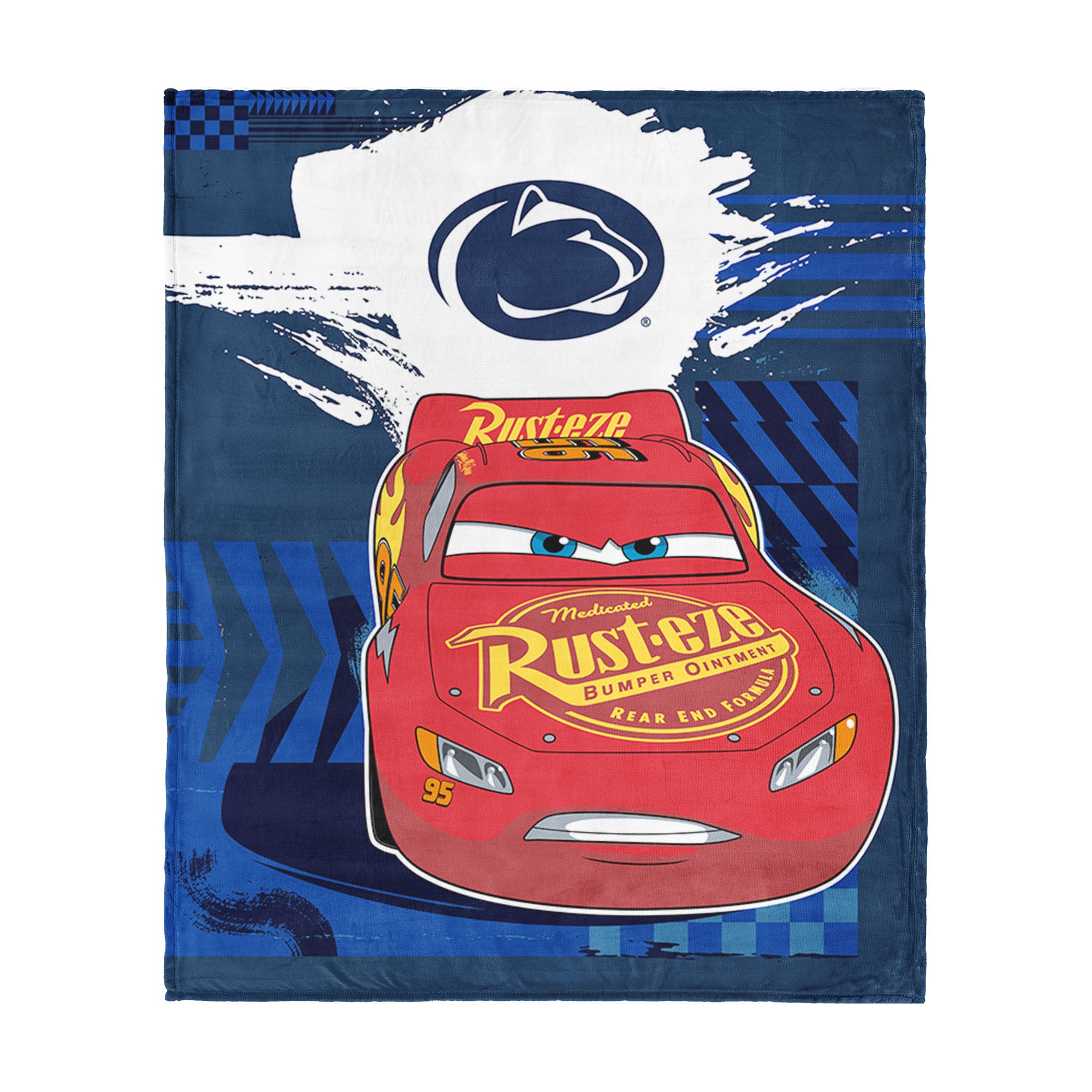 Collegiate Penn State University Disney Cars Lap Time Navy Silk Touch Throw Blanket 46x60 inches