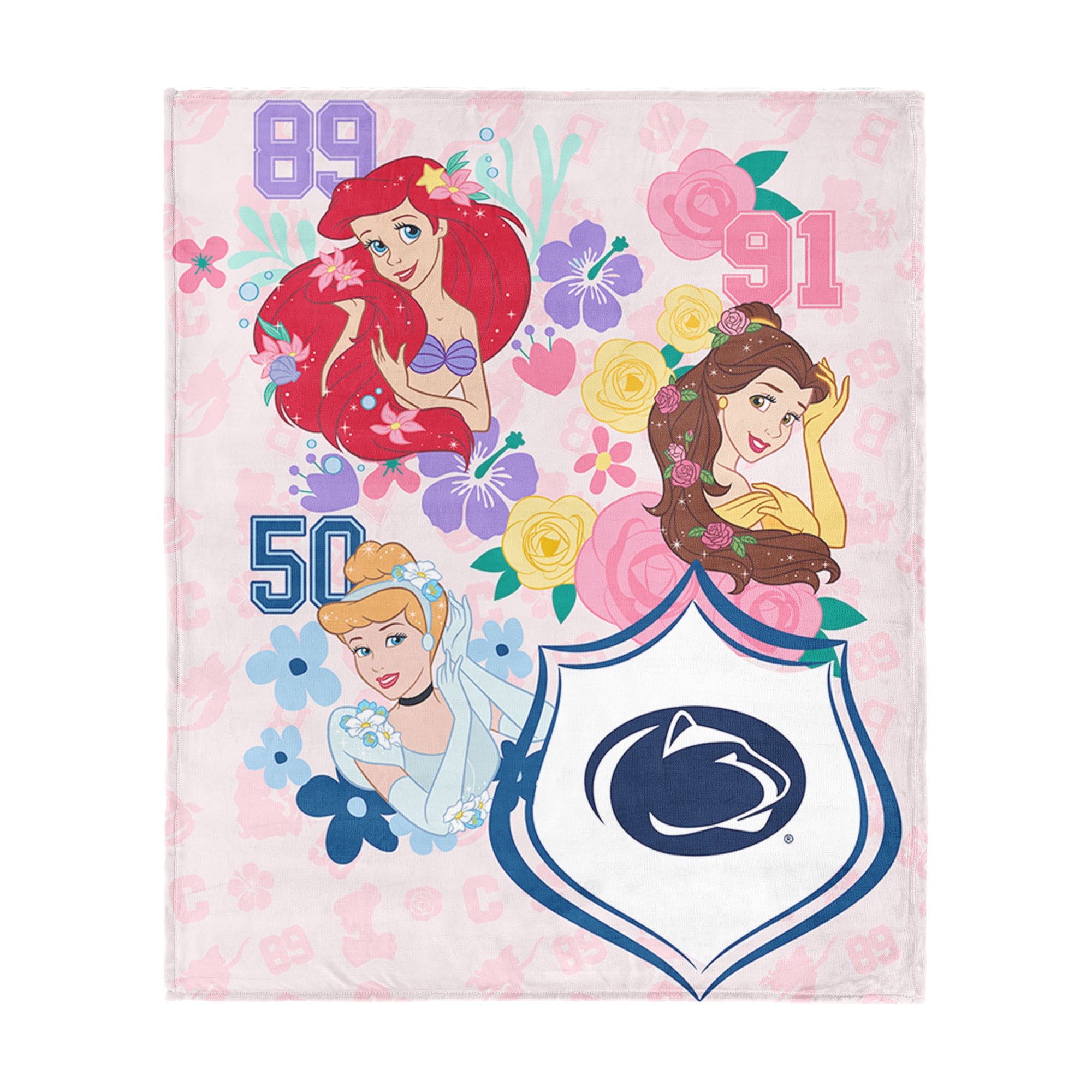 Collegiate Penn State University Disney Princesses Game On Girls Pink Silk Touch Throw Blanket 46x60 inches