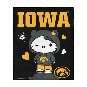 Hello Kitty Hanging Iowa Hawkeyes Silk Touch Throw Blanket 46x60 inches