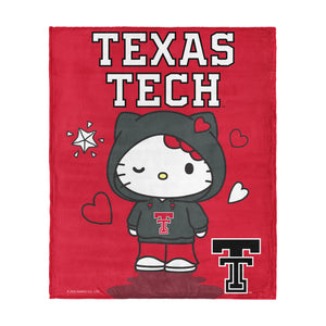Hello Kitty Hanging Texas Tech Red Raiders Silk Touch Throw Blanket 46x60 inches