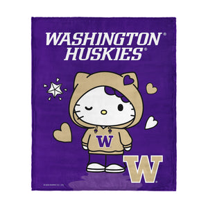 Hello Kitty Hanging Washington Huskies Silk Touch Throw Blanket 46x60 inches