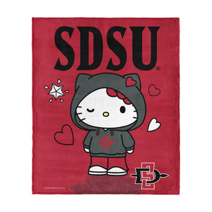 Hello Kitty Hanging San Diego State Aztecs Silk Touch Throw Blanket 46x60 inches