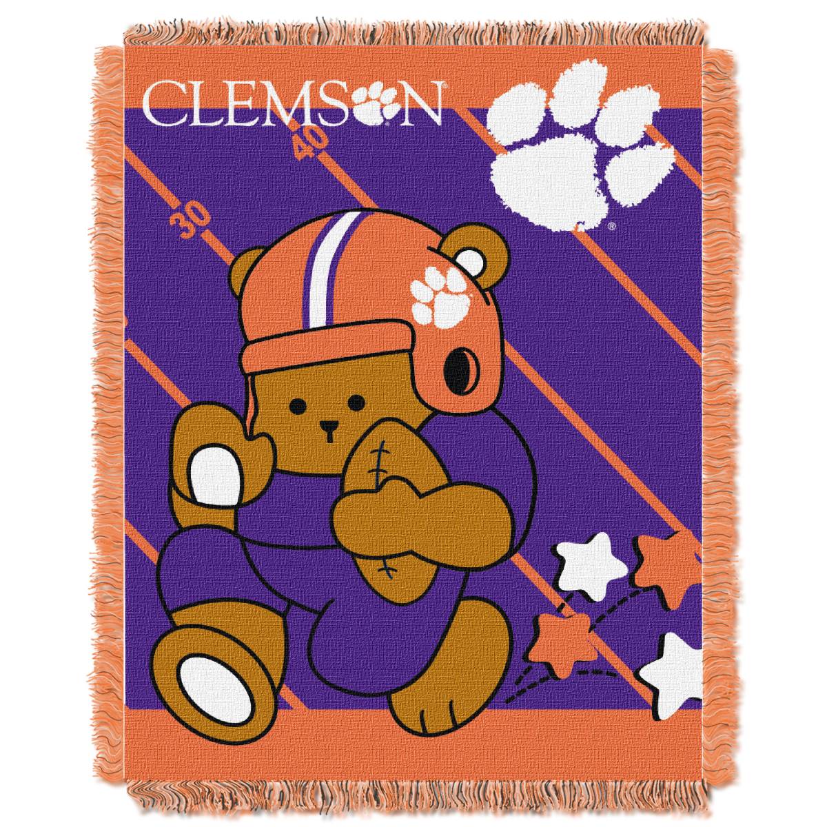 NCAA Clemson Tigers Baby Woven Jacquard Throw Blanket 46x60 Inches