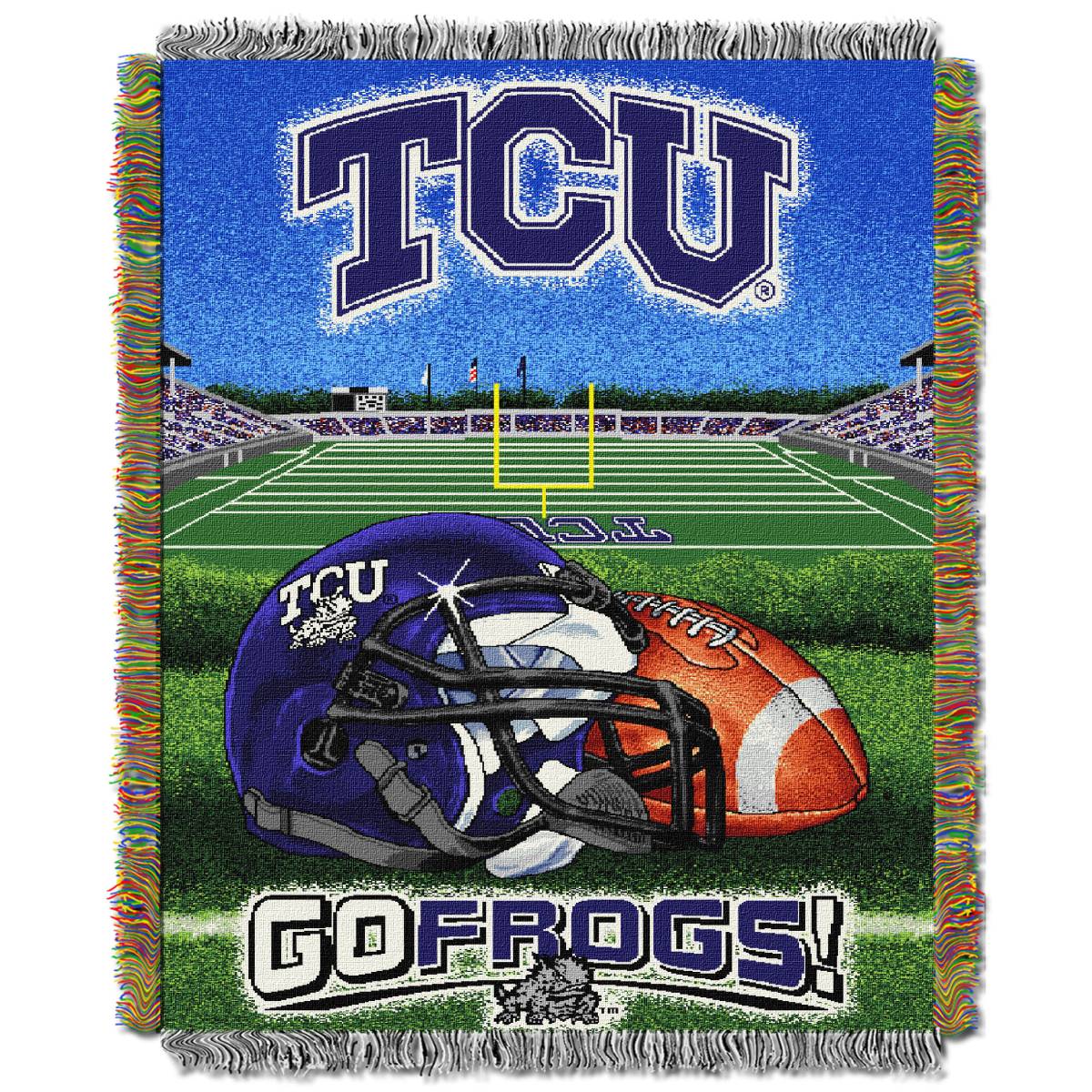 NCAA TCU Horned Frogs Homefield Advantage Woven Tapestry Throw Blanket 48x60 Inches