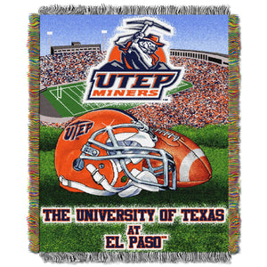 NCAA Texas El Paso Miners Homefield Advantage Woven Tapestry Throw Blanket 48x60 Inches