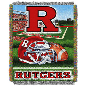 NCAA Rutgers Scarlet Knights Homefield Advantage Woven Tapestry Throw Blanket 48x60 Inches