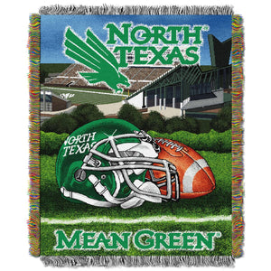 NCAA North Texas Mean Green Homefield Advantage Woven Tapestry Throw Blanket 48x60 Inches