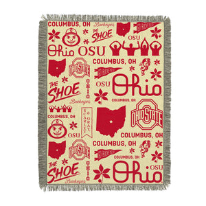 NCAA Ohio State Buckeyes Mapping Woven Tapestry Throw Blanket