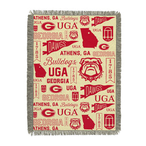 NCAA Georgia Bulldogs Mapping Woven Tapestry Throw Blanket