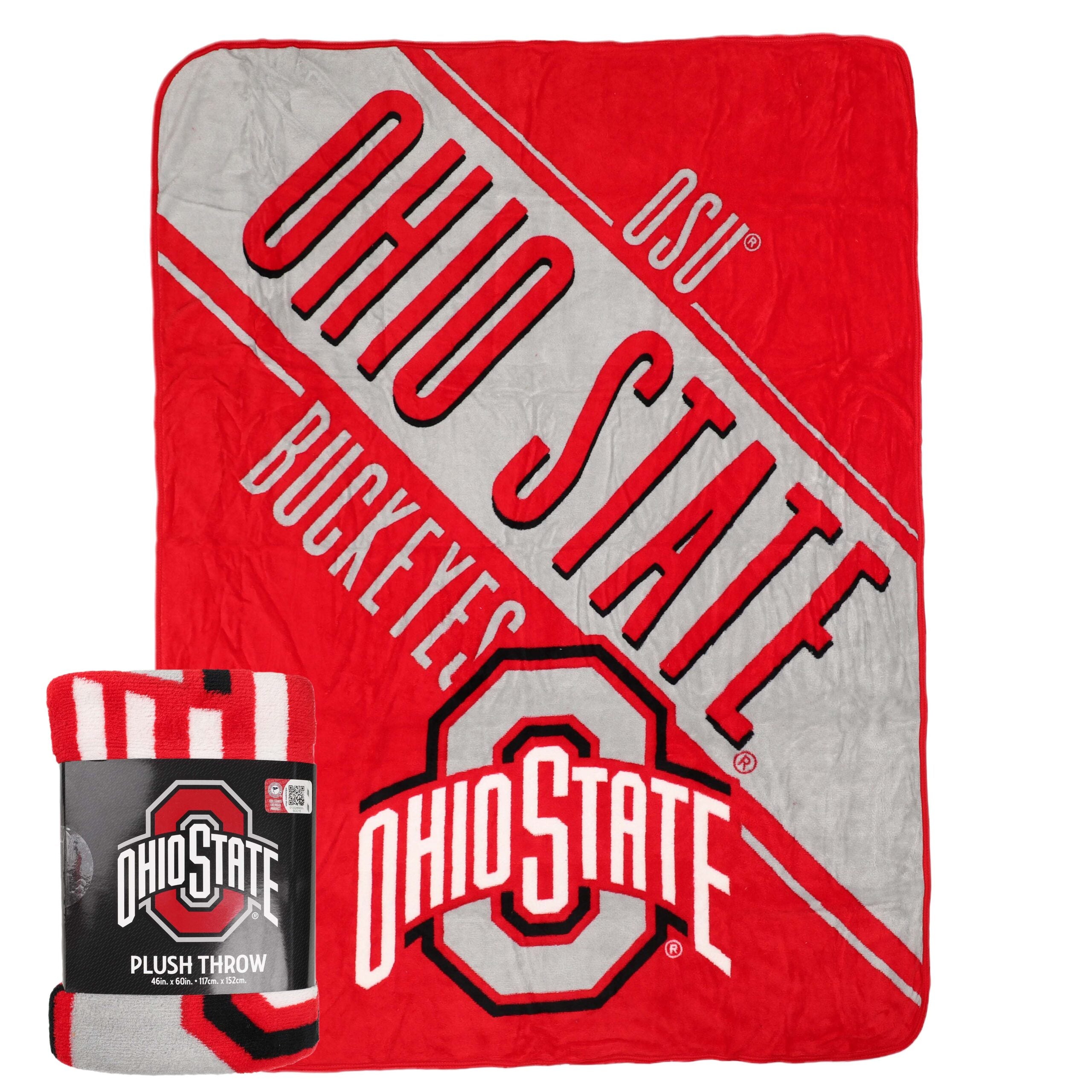 NCAA Ohio State Buckeyes Section Micro Raschel Throw Blanket 46x60 Inches