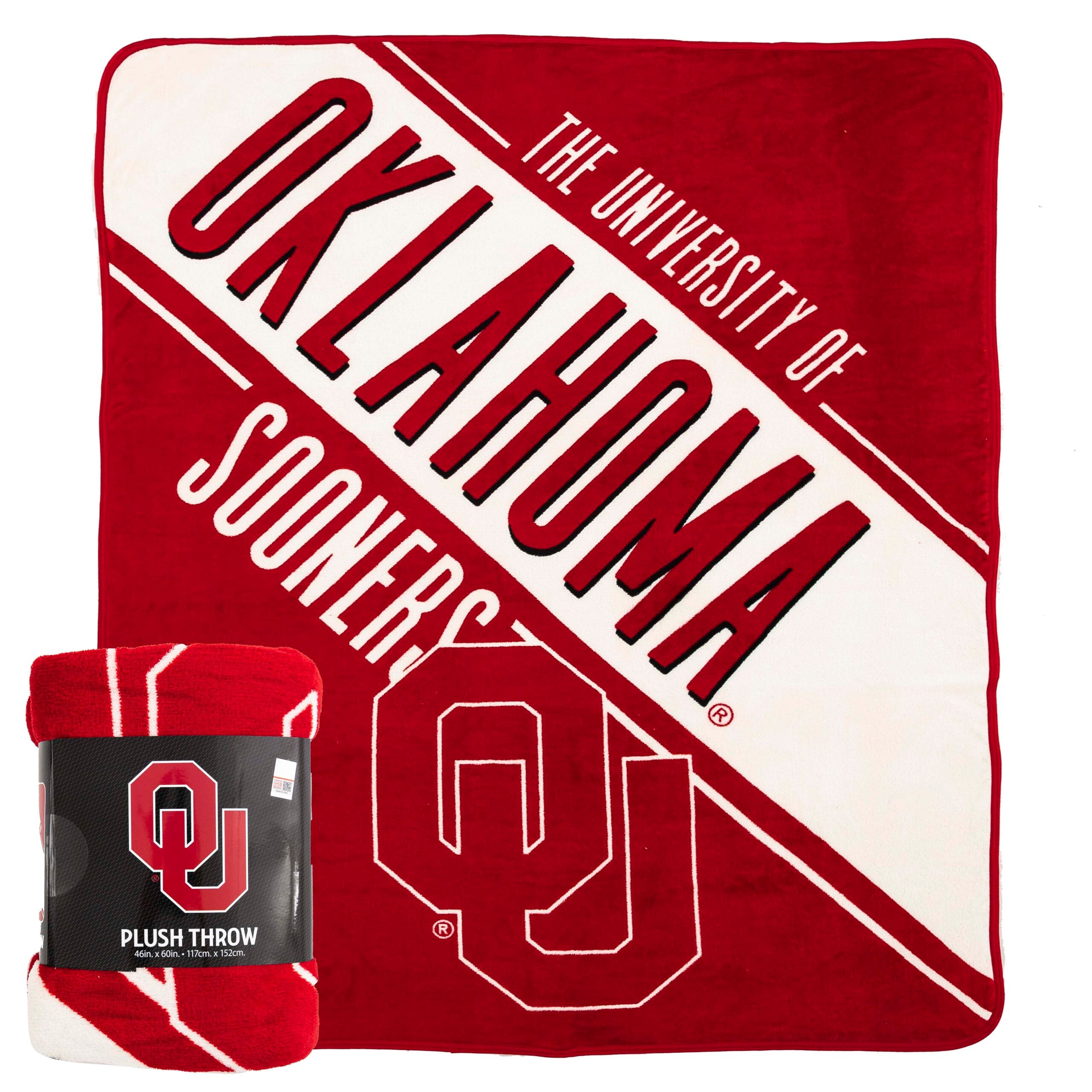 NCAA Oklahoma Sooners Section Micro Raschel Throw Blanket 46x60 Inches