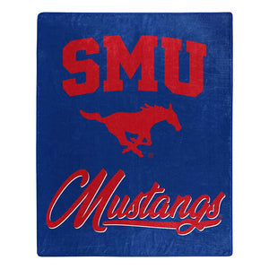 NCAA Southern Methodist Mustangs Signature Raschel Throw Blanket 50x60 Inches