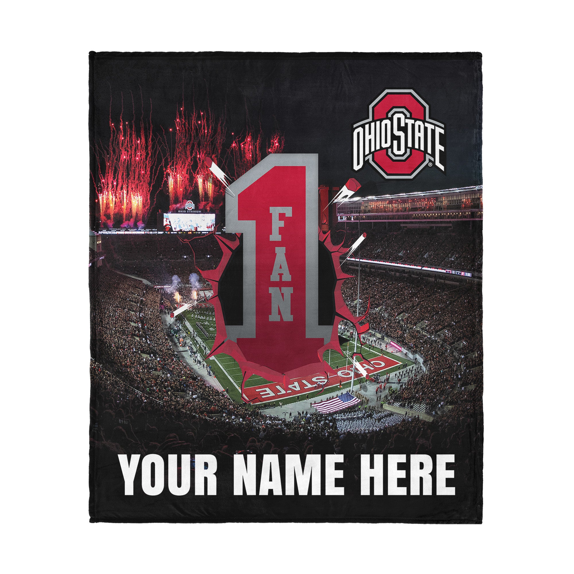 NCAA Number 1 Ohio State Buckeyes Personalized Silk Touch Throw Blanket 50x60 Inches