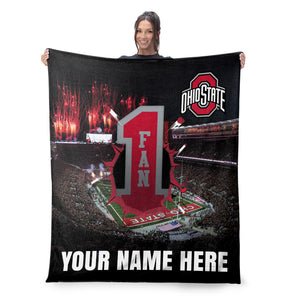 NCAA Number 1 Ohio State Buckeyes Personalized Silk Touch Throw Blanket 50x60 Inches