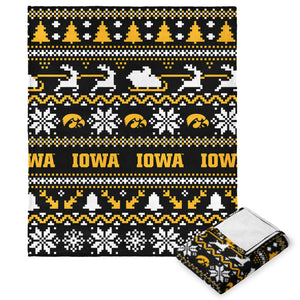 Iowa Hawkeyes NCAA Xmas Time Silk Touch Throw Blanket 50X60 Inches