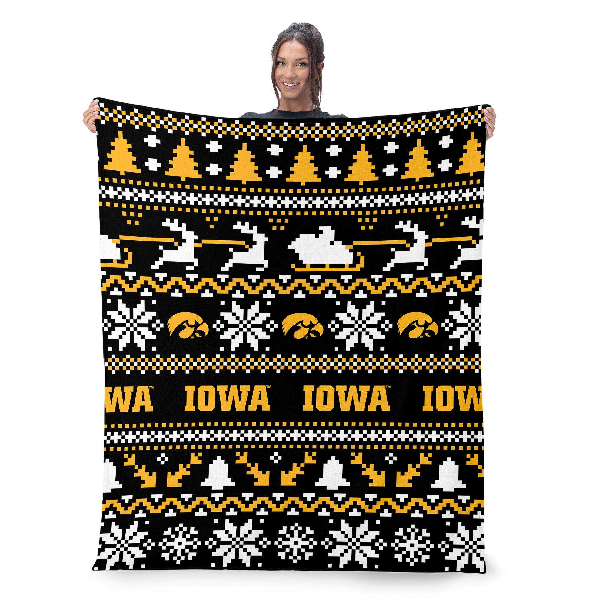 Iowa Hawkeyes NCAA Xmas Time Silk Touch Throw Blanket 50X60 Inches