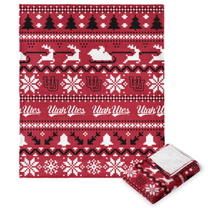 Utah Utes NCAA Xmas Time Silk Touch Throw Blanket 50X60 Inches