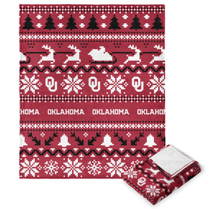 Oklahoma Sooners NCAA Xmas Time Silk Touch Throw Blanket 50X60 Inches