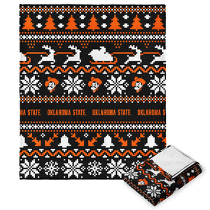 Oklahoma State Cowboys NCAA Xmas Time Silk Touch Throw Blanket 50X60 Inches