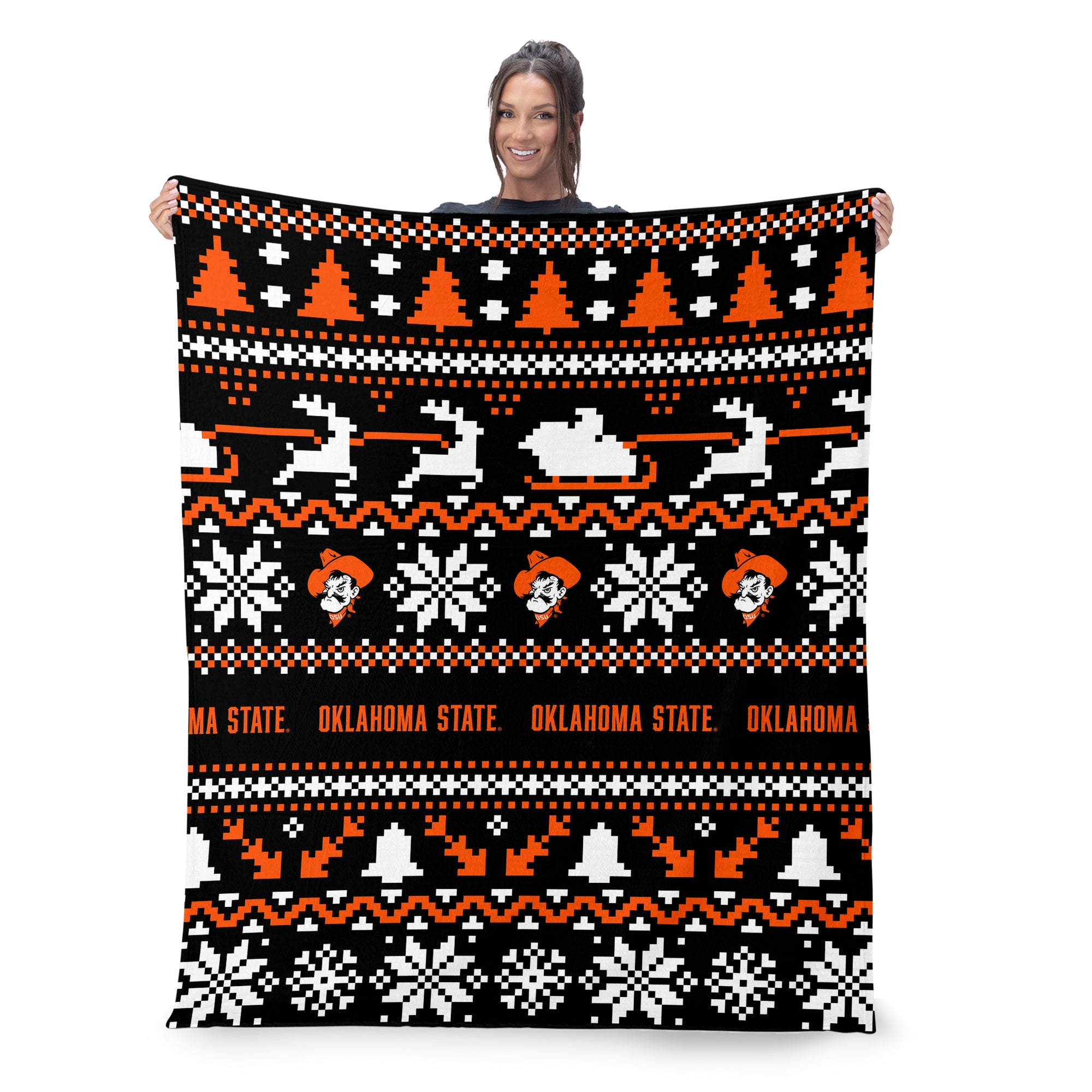 Oklahoma State Cowboys NCAA Xmas Time Silk Touch Throw Blanket 50X60 Inches