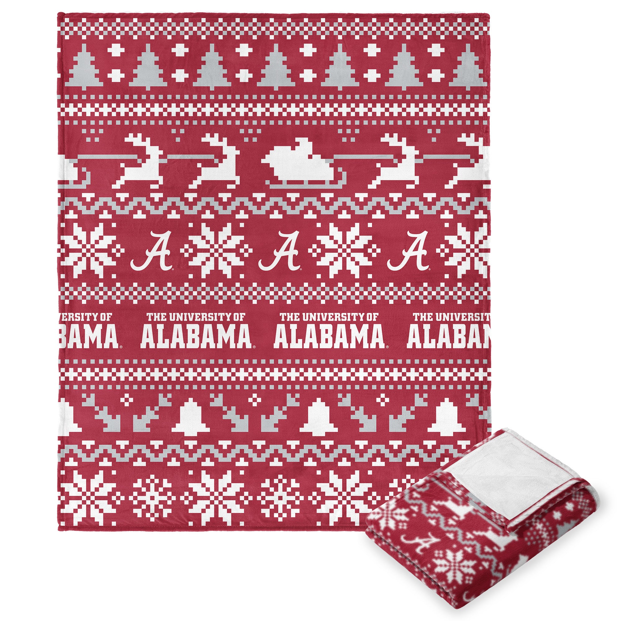 Alabama Crimson Tide NCAA Xmas Time Silk Touch Throw Blanket 50X60 Inches