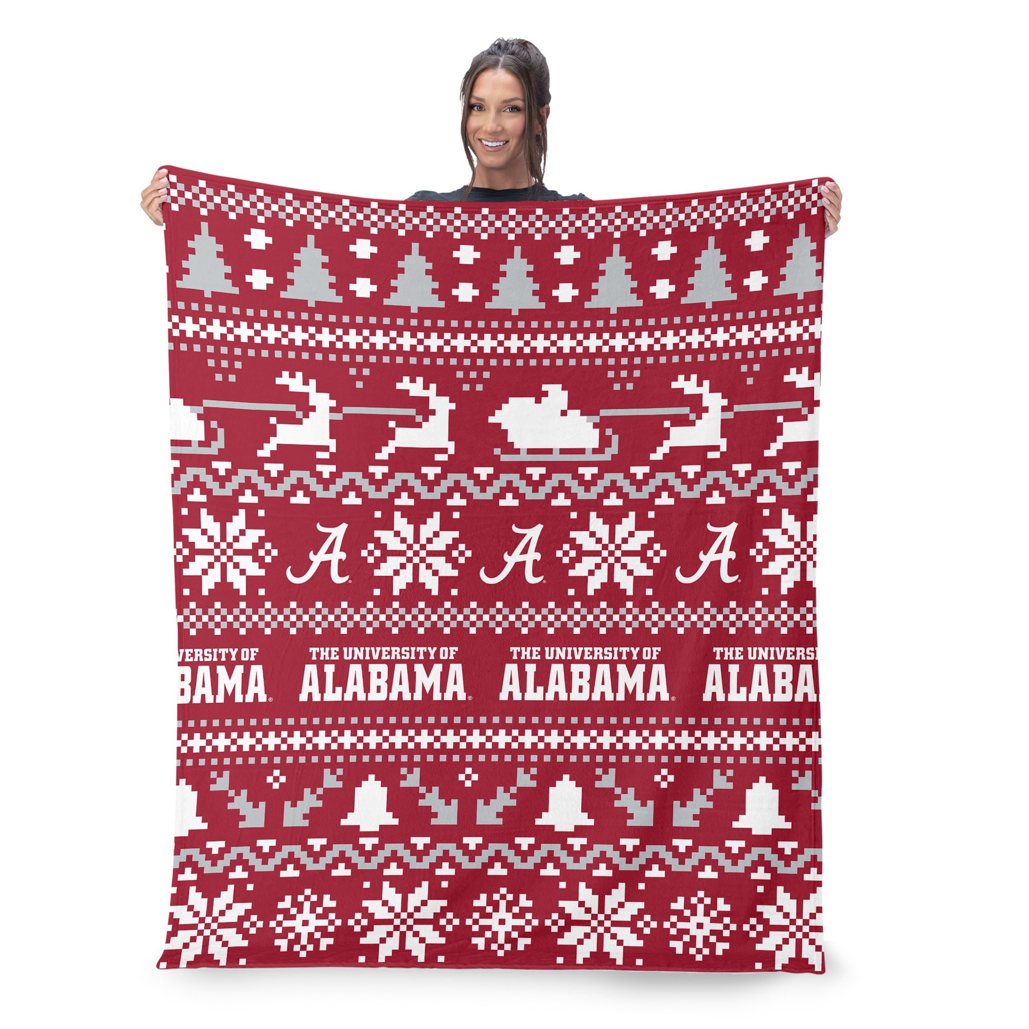 Alabama Crimson Tide NCAA Xmas Time Silk Touch Throw Blanket 50X60 Inches