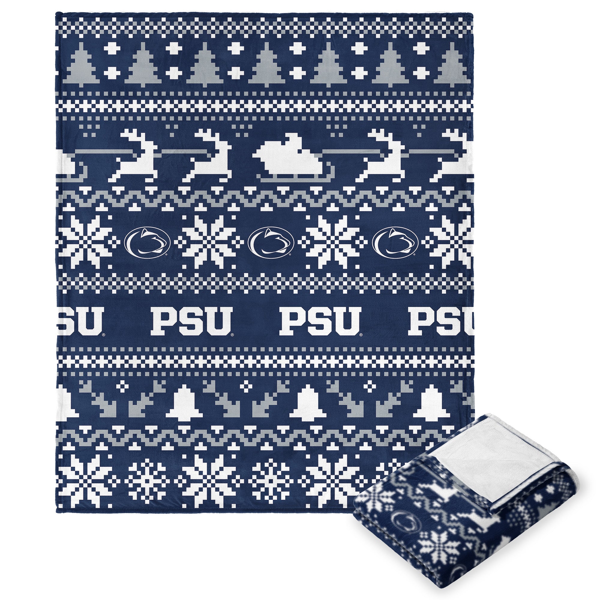 Penn State Nittany Lions NCAA Xmas Time Silk Touch Throw Blanket 50X60 Inches