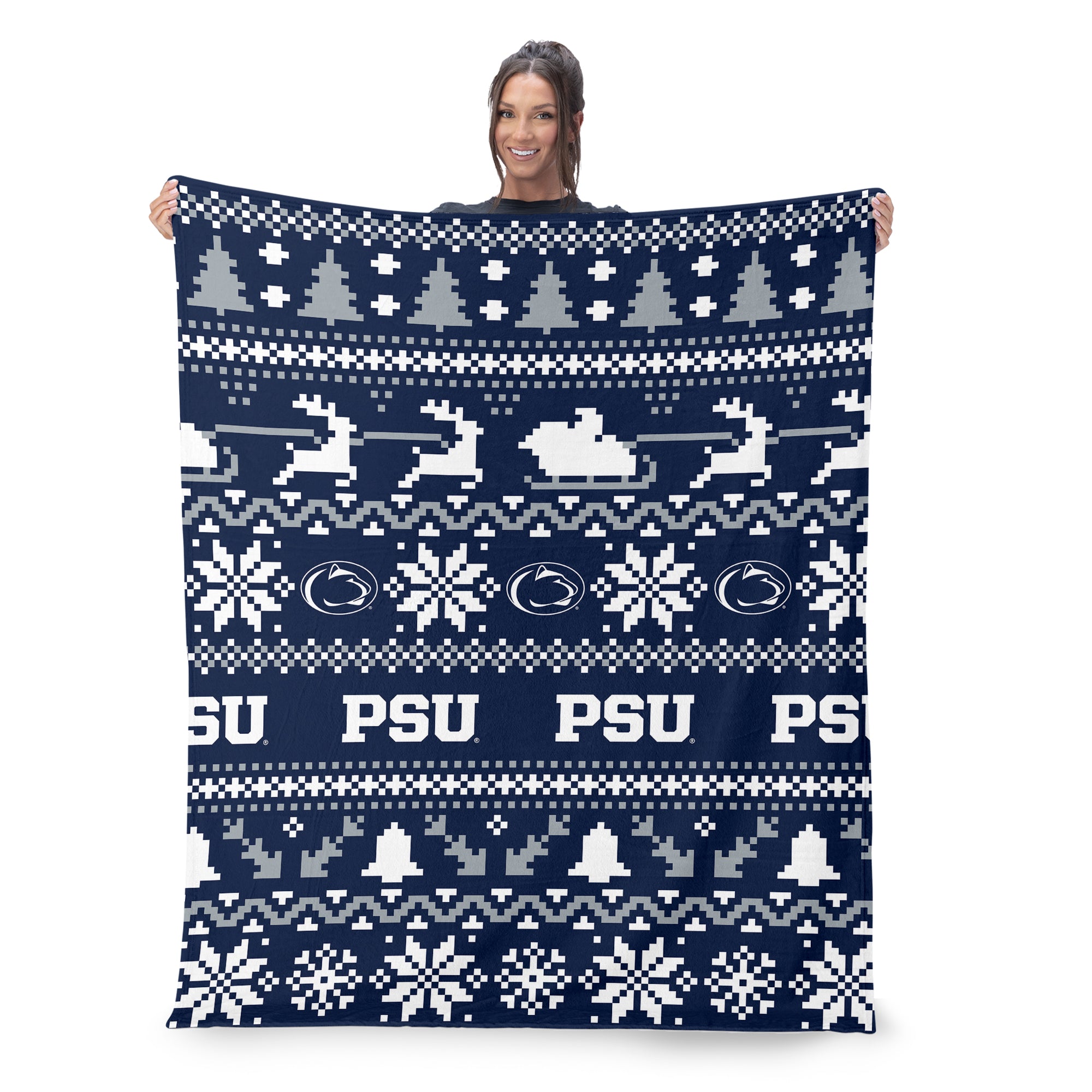 Penn State Nittany Lions NCAA Xmas Time Silk Touch Throw Blanket 50X60 Inches