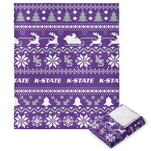 Kansas State Wildcats NCAA Xmas Time Silk Touch Throw Blanket 50X60 Inches