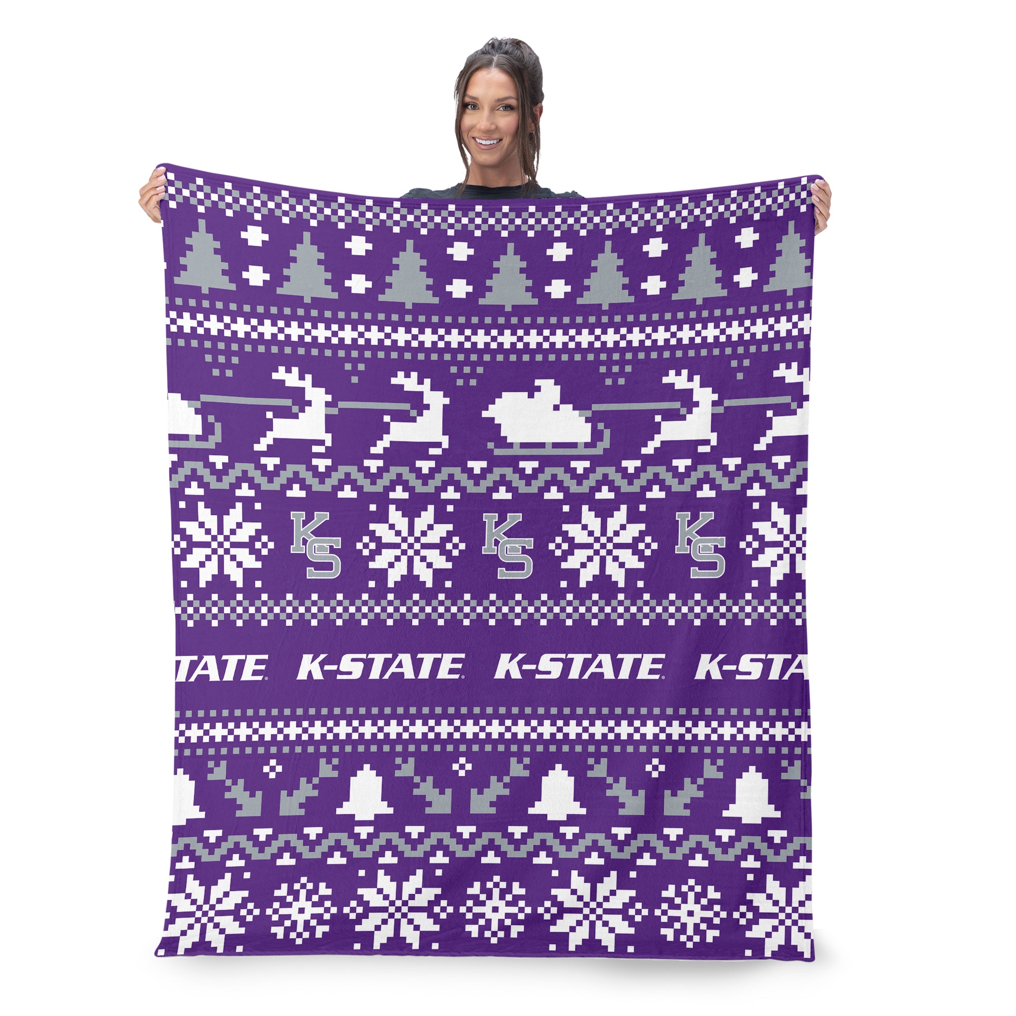 Kansas State Wildcats NCAA Xmas Time Silk Touch Throw Blanket 50X60 Inches