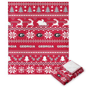 Georgia Bulldogs NCAA Xmas Time Silk Touch Throw Blanket 50X60 Inches