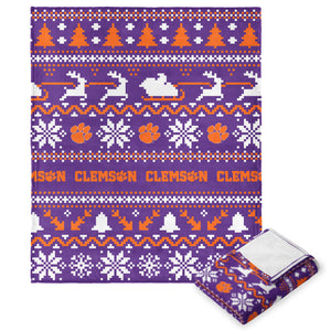 Clemson Tigers NCAA Xmas Time Silk Touch Throw Blanket 50X60 Inches