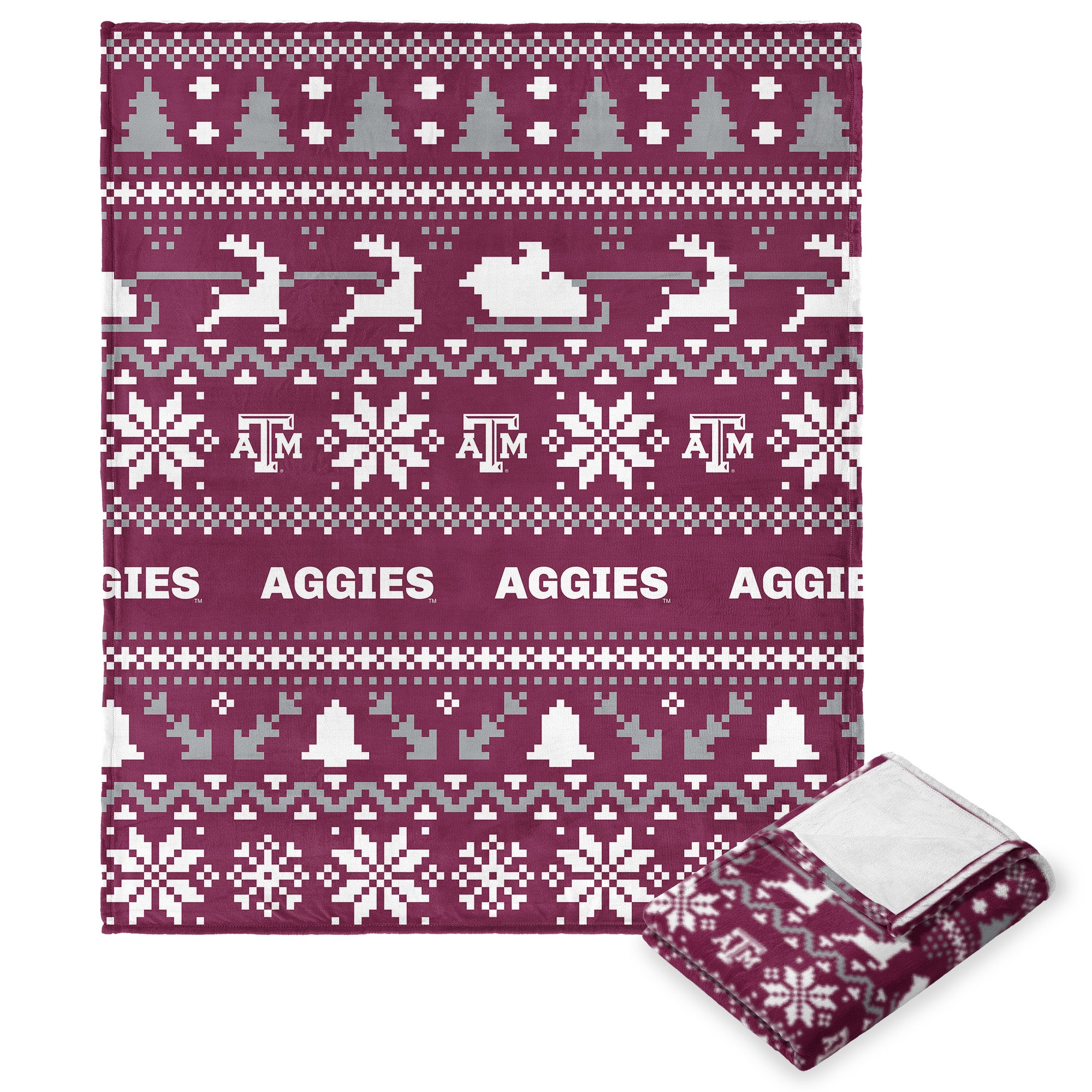 Texas A&M Aggies NCAA Xmas Time Silk Touch Throw Blanket 50X60 Inches