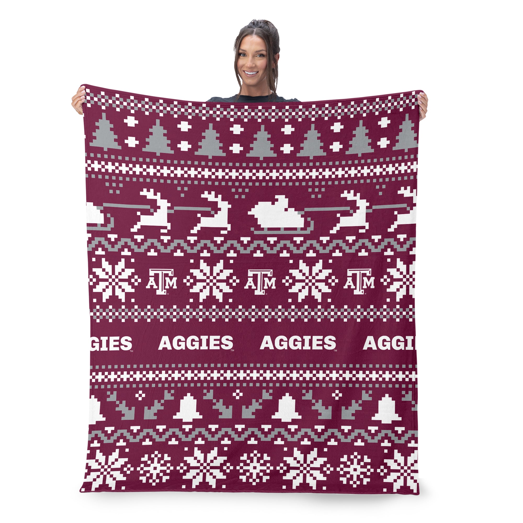 Texas A&M Aggies NCAA Xmas Time Silk Touch Throw Blanket 50X60 Inches