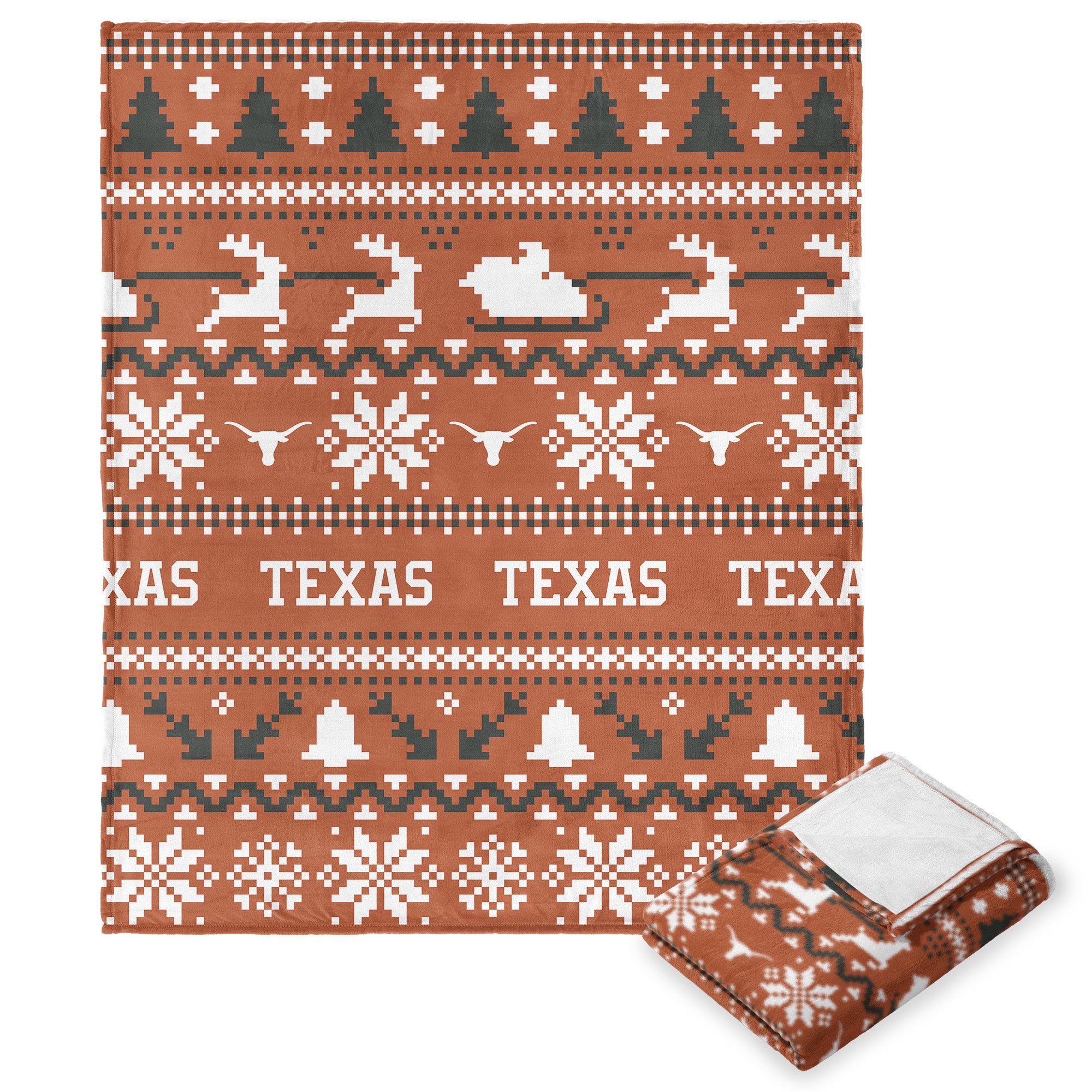 Texas Longhorns NCAA Xmas Time Silk Touch Throw Blanket 50X60 Inches