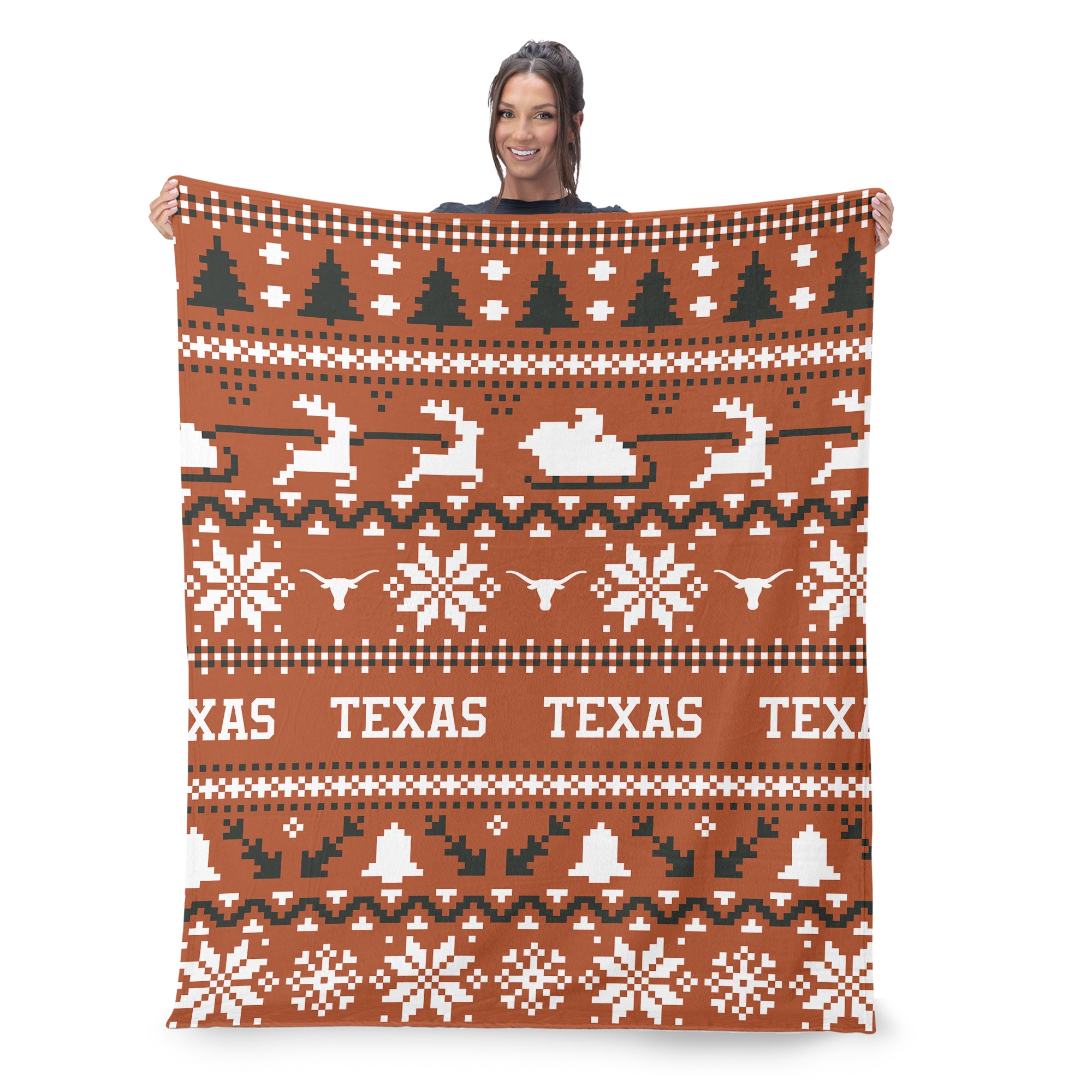 Texas Longhorns NCAA Xmas Time Silk Touch Throw Blanket 50X60 Inches