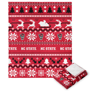 NC State Wolfpack NCAA Xmas Time Silk Touch Throw Blanket 50X60 Inches