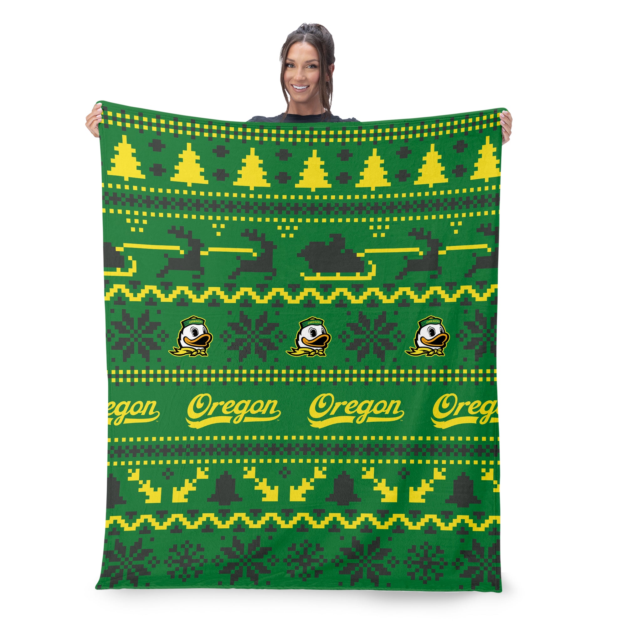 Oregon Ducks NCAA Xmas Time Silk Touch Throw Blanket 50X60 Inches