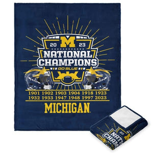 NCAA 2023 FBC Fissure Michigan Wolverines Silk Touch Throw Blanket 50x60 Inches